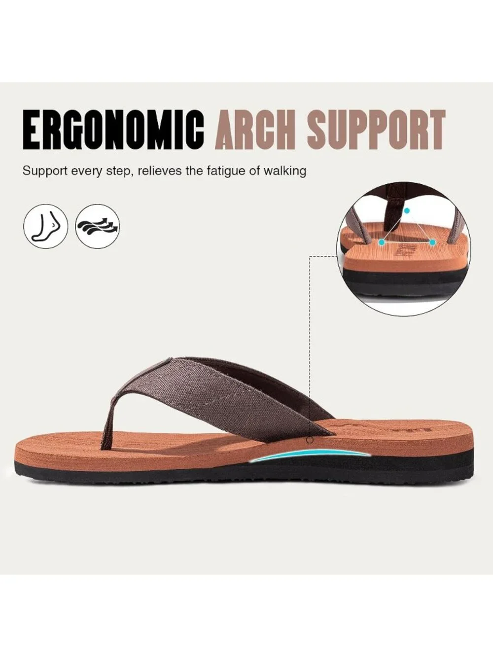 Men's Reddish Brown Flat Thongs Comfort Split Toe Rubber Flip Flop Slipper Shoes
